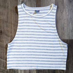 Gray/White Striped Crop Top fits like S/M